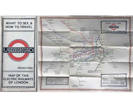 1923 London Underground MAP of the Electric Railways of London "What to see and how to travel". Designed by MacDonald Gill wi