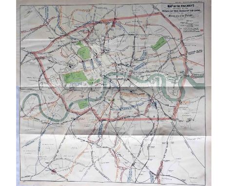 1866 SHEET MAP of the Railways in the Metropolis and its Vicinity proposed by the Bills of the [Parliamentary] Session. A sup