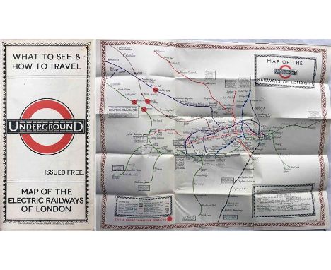 1924 London Underground MAP of the Electric Railways of London "What to see and how to travel". Designed by MacDonald Gill wi