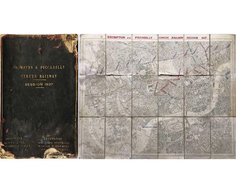 1897 MAP of the proposed Brompton & Piccadilly Circus [tube] Railway, prepared for the Parliamentary Session. Shows the inten