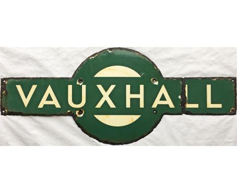 Southern Railway enamel PLATFORM TARGET SIGN from Vauxhall station, the first out of Waterloo on the former LSWR line. As wit
