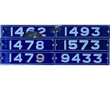 Selection of London Underground enamel STOCK-NUMBER PLATES from 1962-Tube Stock comprising Driving Motor Cars 1462, 1478, 147