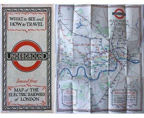 1928 London Underground MAP of the Electric Railways of London "What to see and how to travel". December (12/1928) edition de