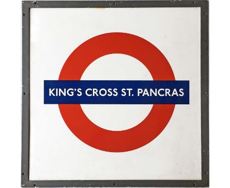 London Underground enamel STATION  SIGN from King's Cross St Pancras, the biggest interchange station on the system, serving 