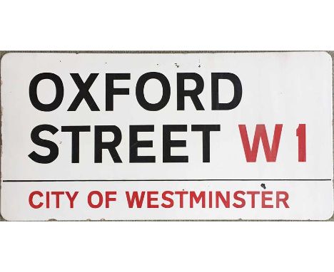 c1960s City of Westminster enamel STREET SIGN from Oxford Street, W1, London's famous shopping street and home to Selfridges.