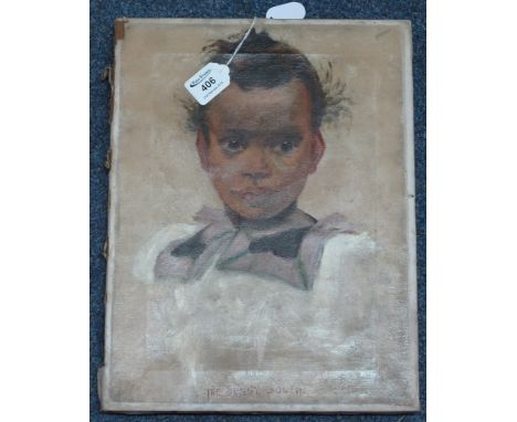 Late 19th/early 20th Century portrait study of a little black girl, 'The Sunny South', oils on canvas, 42 x 31cm.(B.P. 24% in