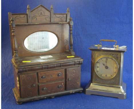 Late 19th Century apprentice piece money box in the form of a mirror backed sideboard, together with a German musical eight d