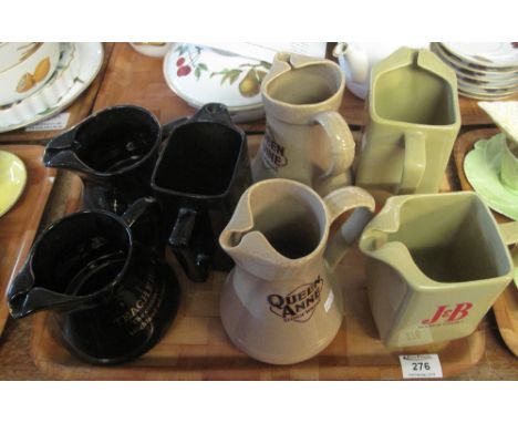 Tray of assorted advertising jugs to include: Wade Teacher's Whisky; Queen Anne Scotch Whisky; John Player Special and J&B Sc