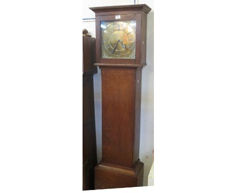18th Century brass long case clock with later movement in oak case marked: 'Reconstructed by H. Mansfield, Hull'.(B.P. 24% in