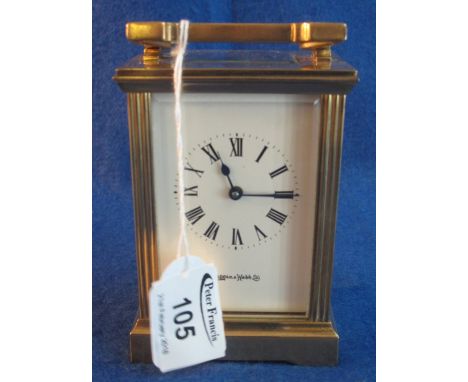 Mappin and Webb brass carriage clock with full depth Roman face.(B.P. 24% incl. VAT)