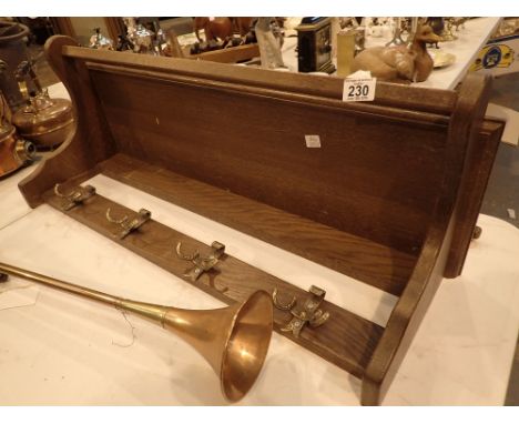 Antique style cloakroom shelf with rail and coat hooks