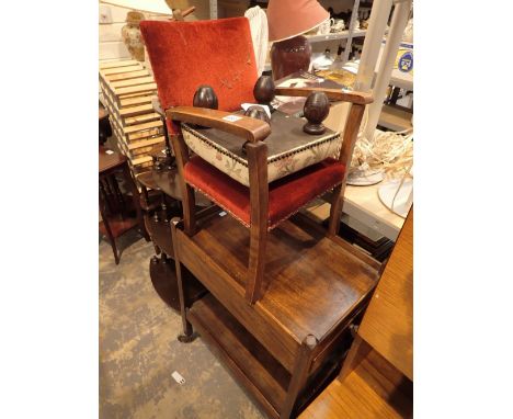 Vintage tea trolley childs chair and a footstool