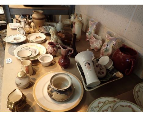 Shelf of mixed ceramics