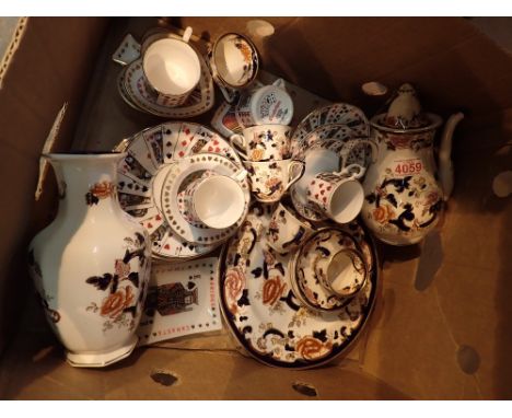 Collection of Masons Ironstone mandalay pattern coffeeware and a part set playing card related coffee set 