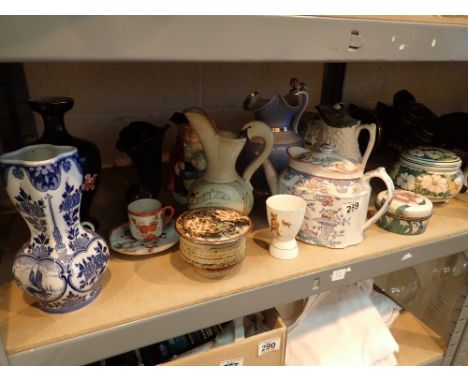 Shelf of ceramics including Studio and Victorian