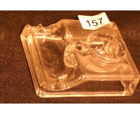 Vintage glass desk inkwell. P&amp;P Group 1 (£14+VAT for the first lot and £1+VAT for subsequent lots) 
