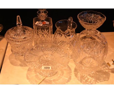 Collection of mixed glass including a decanter. Not available for in-house P&amp;P 