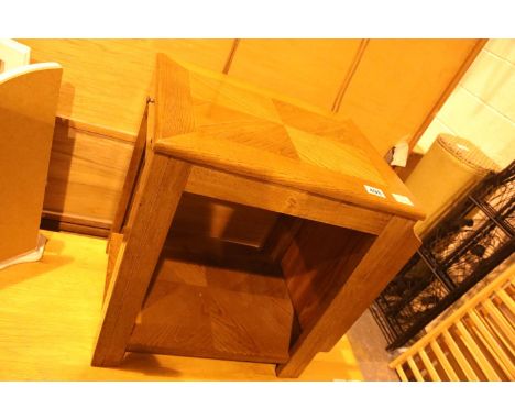 Oak occasional table with slide and magazine rack to side. Not available for in-house P&amp;P 