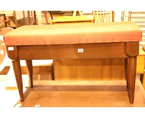 Double upholstered piano stool with a mahogany base. Not available for in-house P&amp;P 