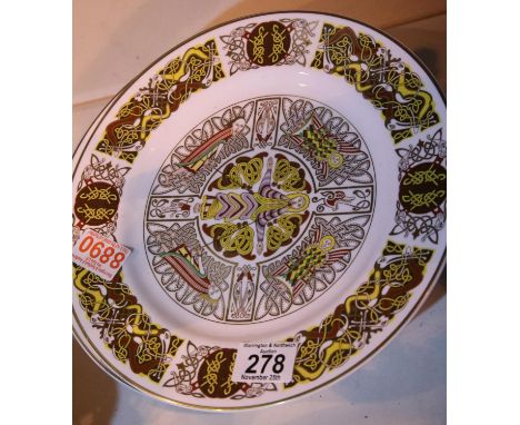 Seven Spode 25cm Celtic design decorative Gospel plates and a Millennium celebration plate.. Not available for in-house P&amp