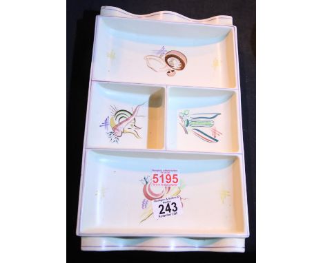 Poole Pottery sectional dish with decoration. Not available for in-house P&amp;P 