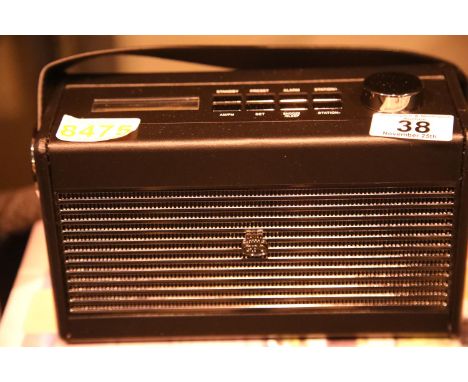 Black GPO Darcy portable analogue FM/AM radio with alarm clock, preset 20 radio stations, boxed. Not available for in-house P