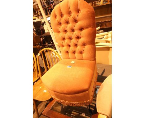 Pink plush finish dressing table chair with button back. Not available for in-house P&amp;P 