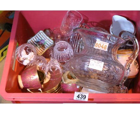 Quantity of crystal and other glassware and a small quantity of ceramic cups and saucers. Not available for in-house P&amp;P 