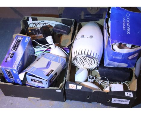 Two boxes of mixed electrical items including car radio. Not available for in-house P&PCondition Report: All electrical items