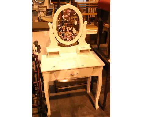 White painted child's mirrored dressing table. Not available for in-house P&amp;P 