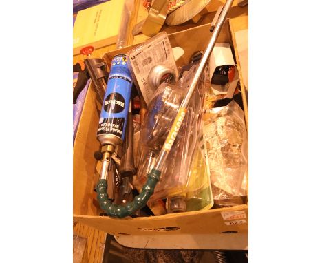 Box of assorted tools including saws, hammers, wrenches etc. Not available for in-house P&amp;P 