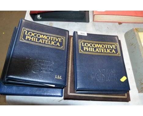 Four albums of locomotive Philatelica stamps together with an album of railways First Day covers