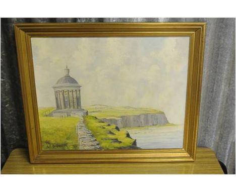 K C M KEOWN -An original framed oil painting showing Mussenden Temple & Downhill Strand. Dated 1978. Measures 58x48cm.