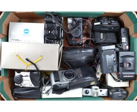A Tray of Compact Cameras, manufacturers include Olympus, Canon, Minolta, Kodak and other examples