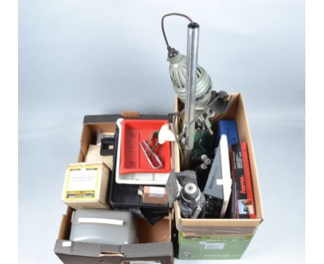 Darkroom and Video Editing Equipment, including a Meopta Opemus 4 x 4 enlarger, Johnson universal tank, trays, Hanimex projec