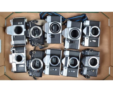 A Tray of Eastern Bloc SLR Camera Bodies, including a Kiev 4, Praktica BC-1 (2), IV, L2, MTL 50, Zenit B, E (2) and a Zenit 1