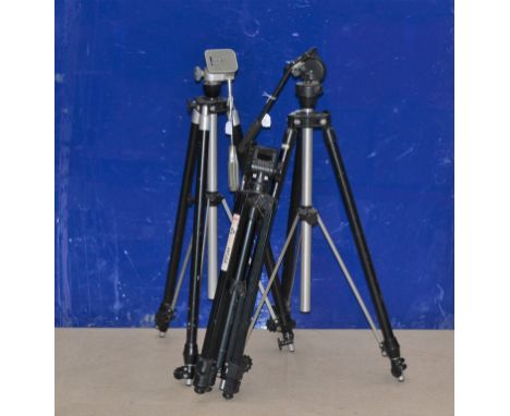 Aluminium Tripods, a Kennett studio tripod, with center coloumn, Manfrotto 128LP pan and tilt head, another Kennett tripod wi