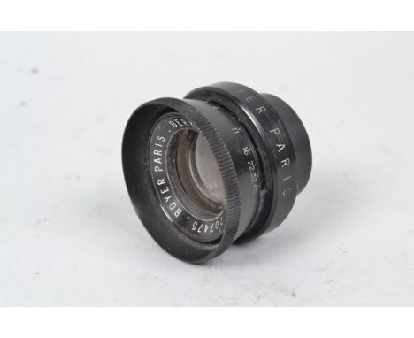 A Boyer Paris Beryl  210mm f/5.4 Enlarging Lens, serial no 707475, barrel G, light marks, elements G-VG