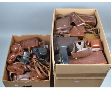 Two Cartons of Camera Cases etc, assorted sizes for various cameras, some large outfit cases together with ever ready cases a