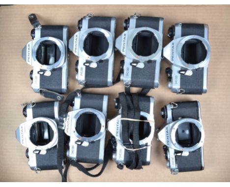 A Tray of Pentax SLR Camera Bodies, seven Pentax MG bodies and one ME body, untested