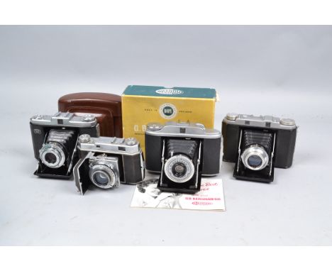 Folding Cameras, a Foitzic Trier, with uncoupled rangefinder, a G B Kershaw 110, in makers box, with manual, a Kodak Retina I