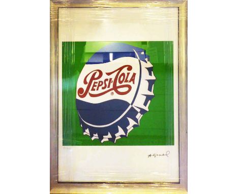 ANDY WARHOL 'Pepsi Cola', lithograph, numbered ed of 100, from Leo Castelli Gallery New York, 61cm x 43cm, framed.