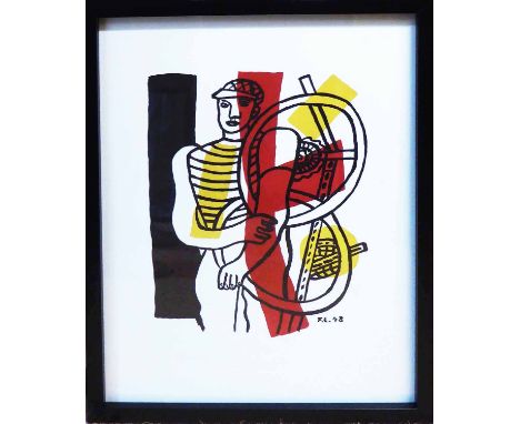 FERNAND LEGER 'Le Cycliste', lithograph, signed and dated in the plate, Maeght Editeur Paris, printed on Rives vellum, 76cm x