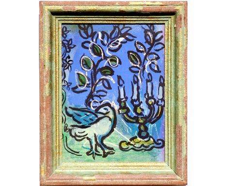 MARC CHAGALL 'Candlestick', 1962, original lithograph, printed by Mourlot - Cramer 49,  31cm x 23cm, framed and glazed.