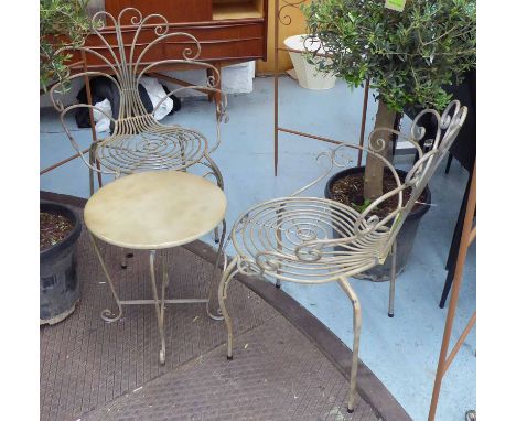 TERRACE COCKTAIL SET, vintage French style, consisting of a circular table and two chairs. (3)