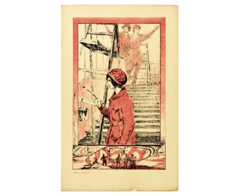 Set of 12 original antique lithographs issued by the London Transport- War Work 1914-1918, Playing the Game.  Images were  de