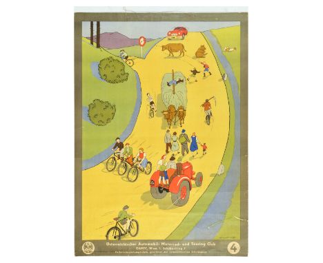 Original vintage propaganda poster promoting traffic safety and road etiquette titled Traffic Education Boards Dedicated to A