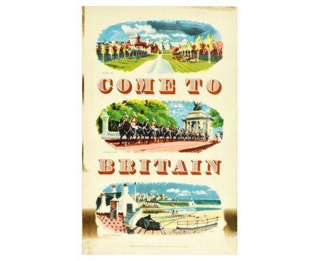 Original vintage travel advertising poster published by the British Travel and Holidays Association to promote the various tr