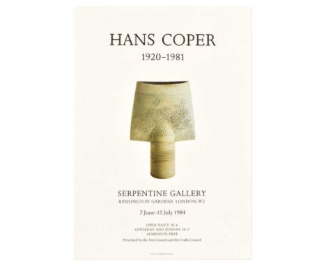 Original vintage advertising poster for Hans Coper 1920-1981 exhibition at Serpentine Gallery Kensington Gardens 7 June - 15 