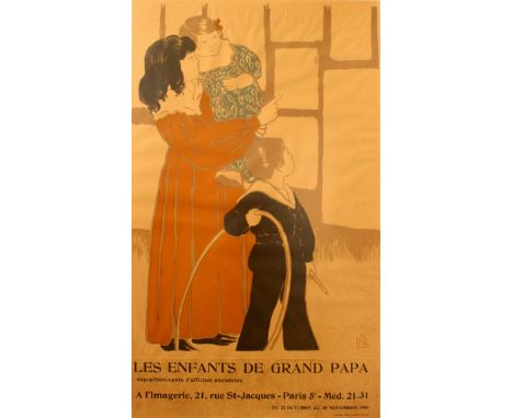 Original vintage advertising poster for the "Les Enfants de Grand Papa" exposition-vente d'affiches anciennes ("The Children 